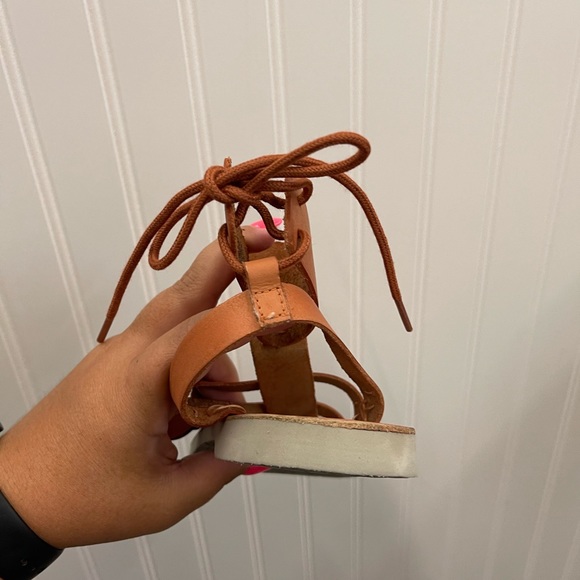 Free People Vacation Day Wrap Brown Leather Sandals Sz 38 - Picture 8 of 13